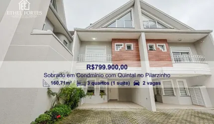 Sobrado 160m² Triplex no Pilarzinho – 3 Quartos, Suíte e Ático, 2 vagas