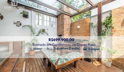 SOBRADO EM CONDOMINIO COM 160 M², 3 QUARTOS, 2 VAGAS E ESPAÇO GOURMET