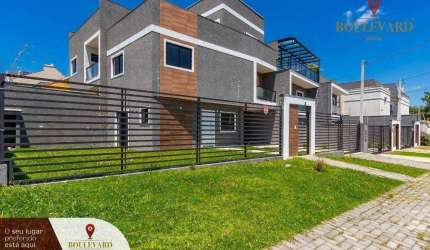 Sobrado novo de esquina com amplo quintal e 4 dormitórios à venda, 145 m² por R$ 880.000 - Atuba - Curitiba/PR