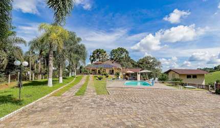 Campo Largo, chácara 58.950m² à 16km do Parque Barigui, poço artesiano, energia solar, piscina, lag