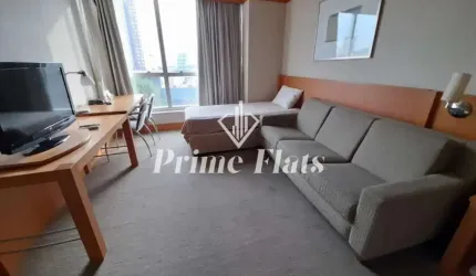 Flat disponível para locação no Wyndham Garden Convention Nortel, com 35m², 1 dormitório e 1 vaga