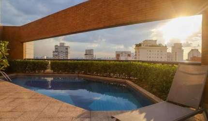Flat disponível para locação no Hotel Hampton Park, com 31m², 1 dormitório e 1 vaga