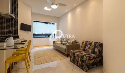 Charmoso apartamento de 1 dormitorio com lavabo e piscina no Gonzaga