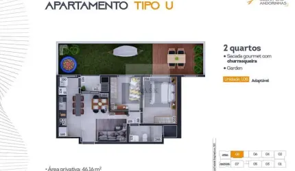 Apartamento Bairro Pedro Moro, 2 quartos, 41,16m².