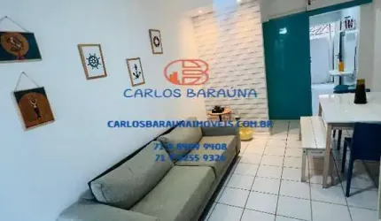 Apartamento 2/4 mobiliado térreo em condomínio com piscina stella maris frente mar