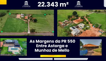 Linda Chácara de 22.343 m² em Iguaraçu, na PR 550 a 35 minutos de Maringá.