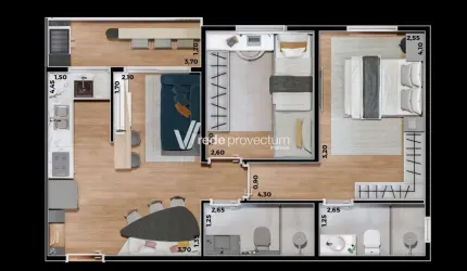 Apartamento com 2 quartos à venda na Avenida Fermino Maltarollo, s/nº, Parque Gabriel, Hortolândia, 55 m2 por R$ 256.500
