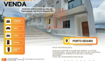 DUPLEX VISTA MAR no Alto de Taperapuan, em Porto Seguro/BA