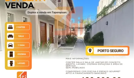 Duplex a venda em Taperapuan, Porto Seguro/BA