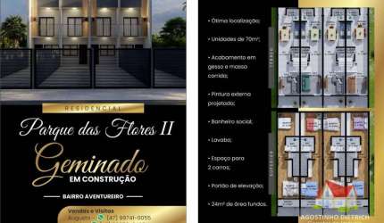 Sobrados Geminados C/02 Quartos + 02 Vagas de Garagem + Espaco aos Fundos No Bairro Aventureiro!