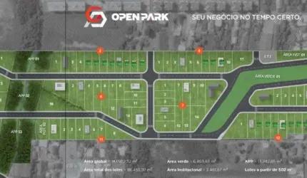 Lote de 627,05 m² à Venda no Firenze Open Park R$ 753 mil Entrada R$ 112.950,00 mil + 72x de R$ 11.135,11.