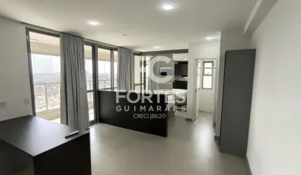 Apartamento Studio com 50m² sendo 1 quarto/ sala conjugados, com armário, ar condicionado e 1 cama box casal com colchão, ao lado do supermercado Assaí e próximo do Ribeirão Shopping;
