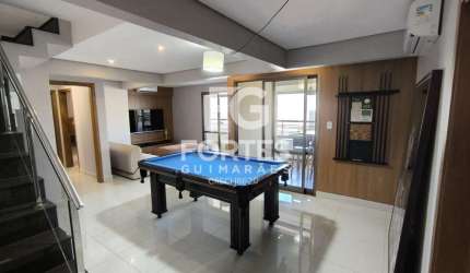 Apartamento Cobertura Duplex Mobiliado, acesso social aos 2 pavimentos pelo elevador com 232m², 4 suítes sendo 1 máster e 1 reversível, armários e ares condicionados, ao lado do parque Raya;