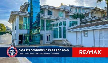 Casa de alto padrão para locação no Condomínio Terras de Santa Teresa