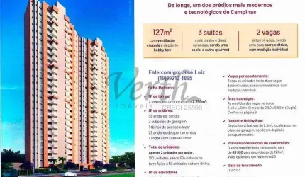 Apartamento com 3 quartos à venda na Rua Nuporanga, 98, Chácara da Barra, Campinas, 127 m2 por R$ 1.540.000
