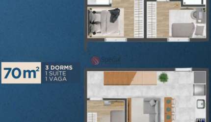 Lançamento Apartamento Duplex de 70m com 3 dormitorio  - por R$ 589.000 na Vila Matilde