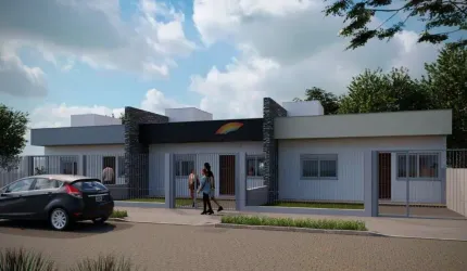 Casa Nova Plana com 02 dormitórios, sala de estar e jantar integradas a cozinha, Campo Bom-RS