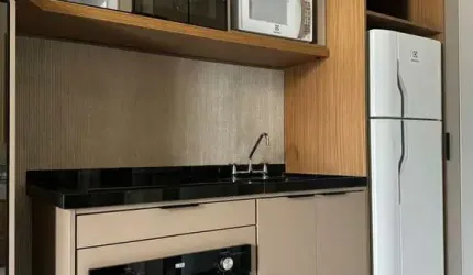 Studio à venda com 22m², pé direito 3,70m, 1 quarto e sem vaga, mobiliado, Brooklin SP