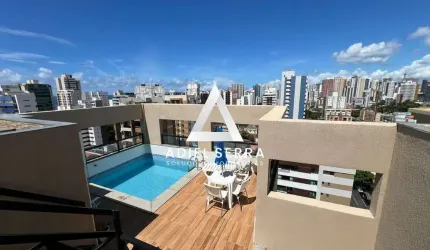 Pituba - Cobertura - 211m² - Vista mar - 4 pavimentos - 3 suítes - Ventilado - Decorado - Armários - Climatizado - Piscina - Salão Gourmet - 2 vagas