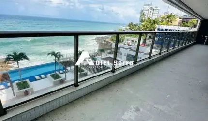 Ondina - 303m² - PORTEIRA FECHADA - Vista mar total - 4 suítes - Armários - Móveis - 4 vagas