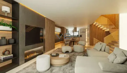 Casa em Condomínio com 4 suítes, 295 m² privativos, 3 vagas de garagem, em Santa Felicidade, Curitiba - PR.