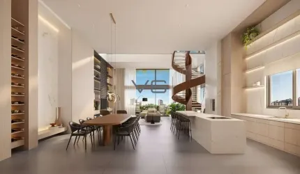 Cobertura duplex com 3 suítes,460 m² privativos, 5 vagas de garagem, no Batel, Curitiba-PR.