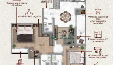 Apartamento no Ed. Paris Palace à venda, 68 m² por R$ 491.260 - Neva - Cascavel/PR