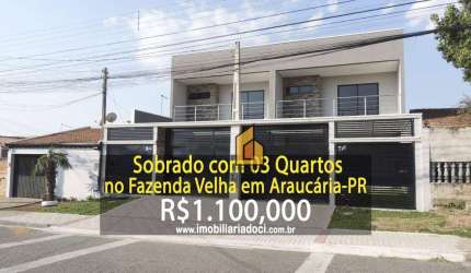 Sobrado com 3 dormitórios à venda, 190 m² por R$ 1.100.000,00 - Fazenda Velha - Araucária/PR