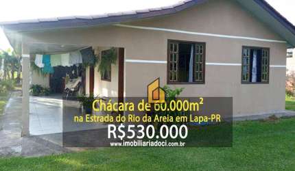 Chácara de 60.000m² na Estrada do Rio da Areia na Lapa-PR  - A venda por R$530.000,00