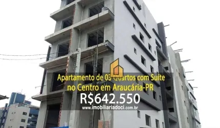 Apartamento de 03 Quartos com Suíte no Centro em Araucária-PR  - A venda por R$642.550,00   - Entrega prevista para Agosto 2025