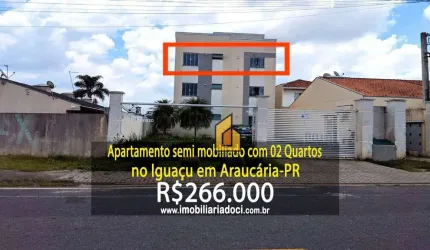 Apartamento semi mobiliado com 02 Quartos no Iguaçu em Araucária-PR  - A venda por R$266.000,00