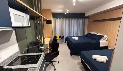 Studio em Pinheiros: 1 quarto, 1 sala, 1 banheiro, 1 vaga de garagem, 24m² - São Paulo-SP.