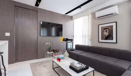 Apartamento para locação na Vila Nova Conceição, SP: 1 quarto, 1 suíte, 2 salas, 2 banheiros, 2 vagas de garagem, 74m².