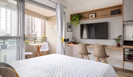 Studio Mobiliado à Venda no Brooklin: Apartamento de 1 Quarto, 1 Banheiro e 25m² no Jardim das Acácias, SP