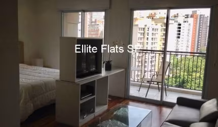 Flat para locação na Vila Nova Conceição, prédio alto padrão totalmente mobiliado, próximo ao Parque Ibirapuera!