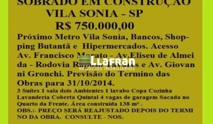 Casa na Vila Sonia com 3 quartos e 4 vagas