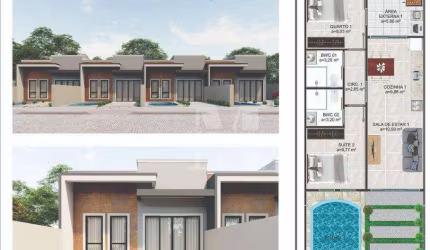 CASAS NOVAS 2 QUARTOS SUÍTE PISCINA E TERRENO BALNEÁRIO SANTA TEREZINHA