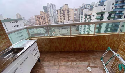 2 dorms, Mobiliado, Sacada Gourmet, Ocian, Praia Grande - Cód: ACT2361