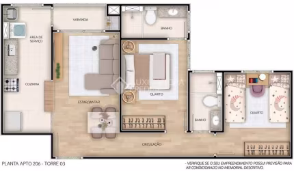 Apartamento com 2 quartos à venda na Rua Sílvio Silveira Soares, 2688, Camaquã, Porto Alegre, 56 m2 por R$ 350.000