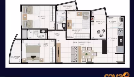 Apartamento com 3 quartos à venda na Rua Dona Josefina, 100, Jardim Bela Vista - Continuação, Aparecida de Goiânia por R$ 398.000