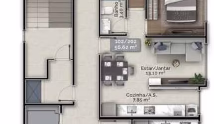 Apartamento de 3 dormitórios | 1 Suíte | Pedra Branca