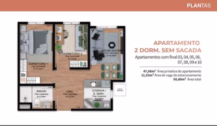 Apartamento com 2 quartos à venda na Cléberson Luciano Frolich, 150, Canudos, Novo Hamburgo, 47 m2 por R$ 216.690