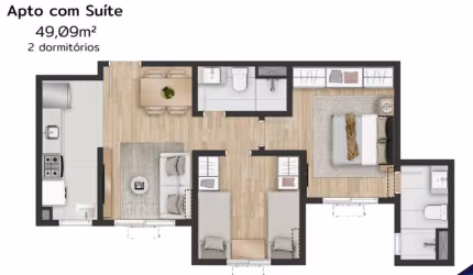 Apartamento com 2 quartos à venda na Rua Felipe Uebel, 1261, Santo André, São Leopoldo, 49 m2 por R$ 320.000