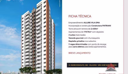 Apartamento com 3 dormitórios à venda, 119 m² por R$ 1.500.000,00 - Vila Ema - São José dos Campos/SP