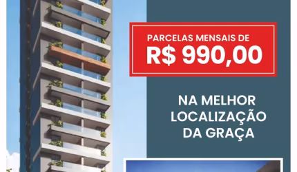 Lançamento   Quarto e Sala na Graça c/Suite e Varanda -SEVEN GRAÇA