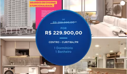 Studio Manhattan Tower com 1 dormitório à venda por R$ 229.990,00 - Centro - Curitiba/PR