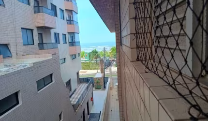 Apartamento pé na areia de 100m², 2 quartos, 1 vaga, Sala 2 ambientes e vista mar lateral