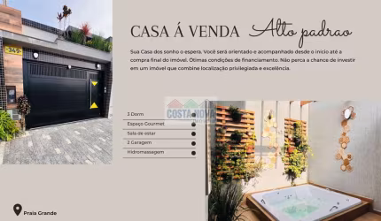 Casa Geminada de Alto Padrão com 3 quartos, sendo 2 suítes, 4 banheiros e 2 vagas para  garagem