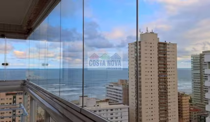 Apartamento vista com 2 dormitórios, 3 banheiros e 2 vagas de garagem na Aviação - Praia Grande - SP