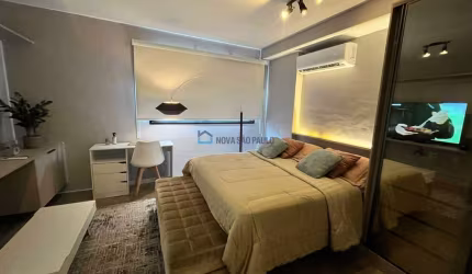 Stúdio 27m2, em Moema, mobiliado, 1 quarto